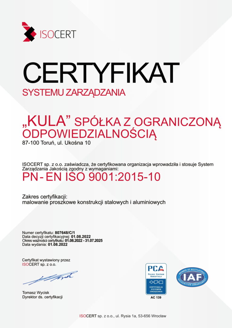 Certyfikat ISO 9001